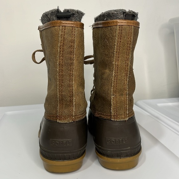Sorel Ice Pack Boots Men 9 Winter Snow Duck Hunting Brown Leather Wool Liners - Picture 15 of 16